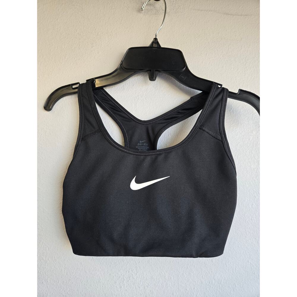 Nike Sports Bra XS Black Dri-FIT Swoosh Medium Support Racerback Athletic Active